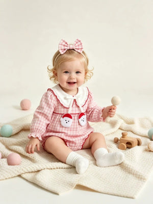 white bodysuit featuring ruffled and plaid