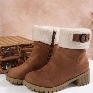 Suede,Fluff,Rubber Imported Size & boots in brown with fitted silhouette