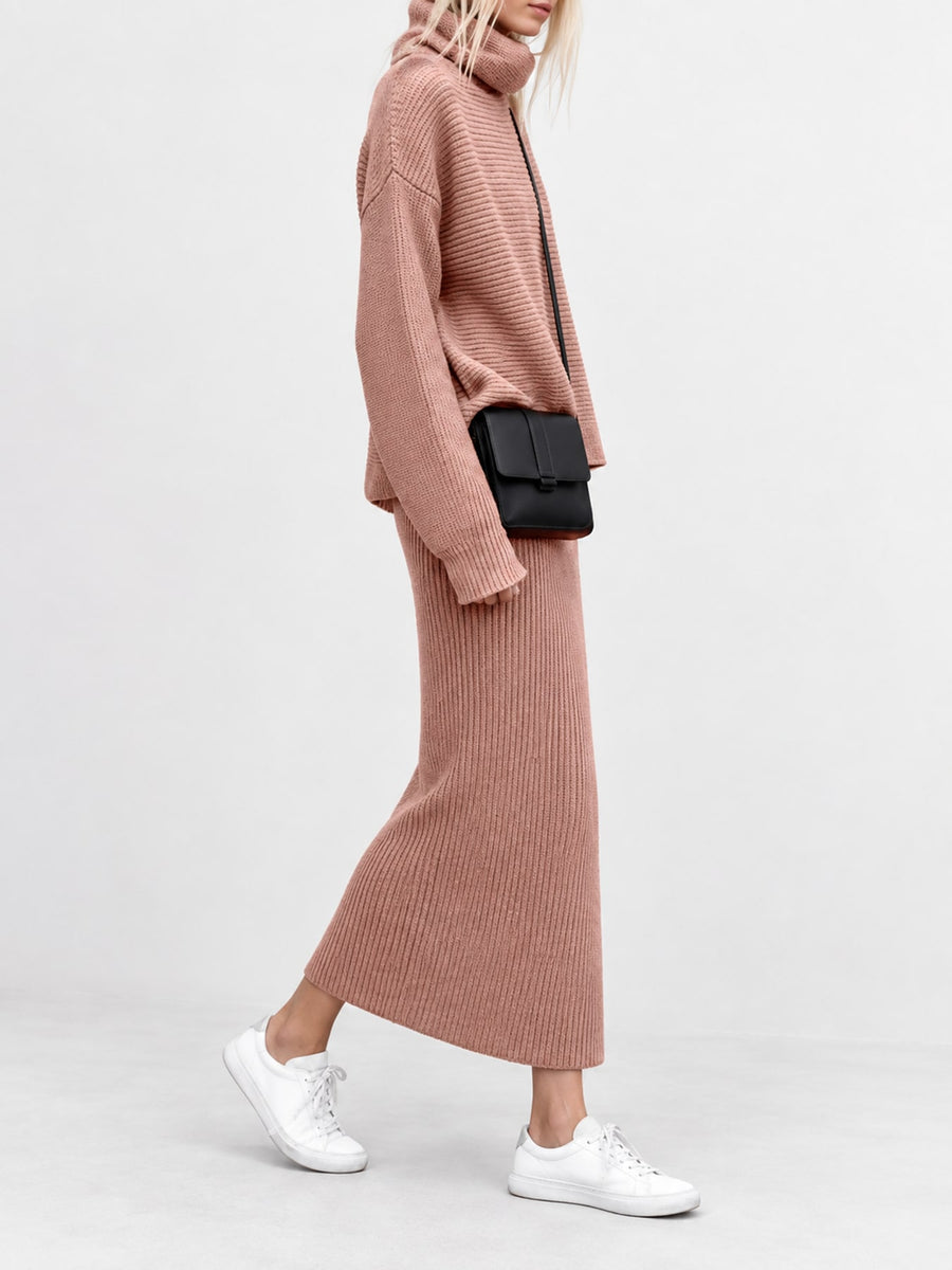 Green sweater set with oversized fit and long sleeve