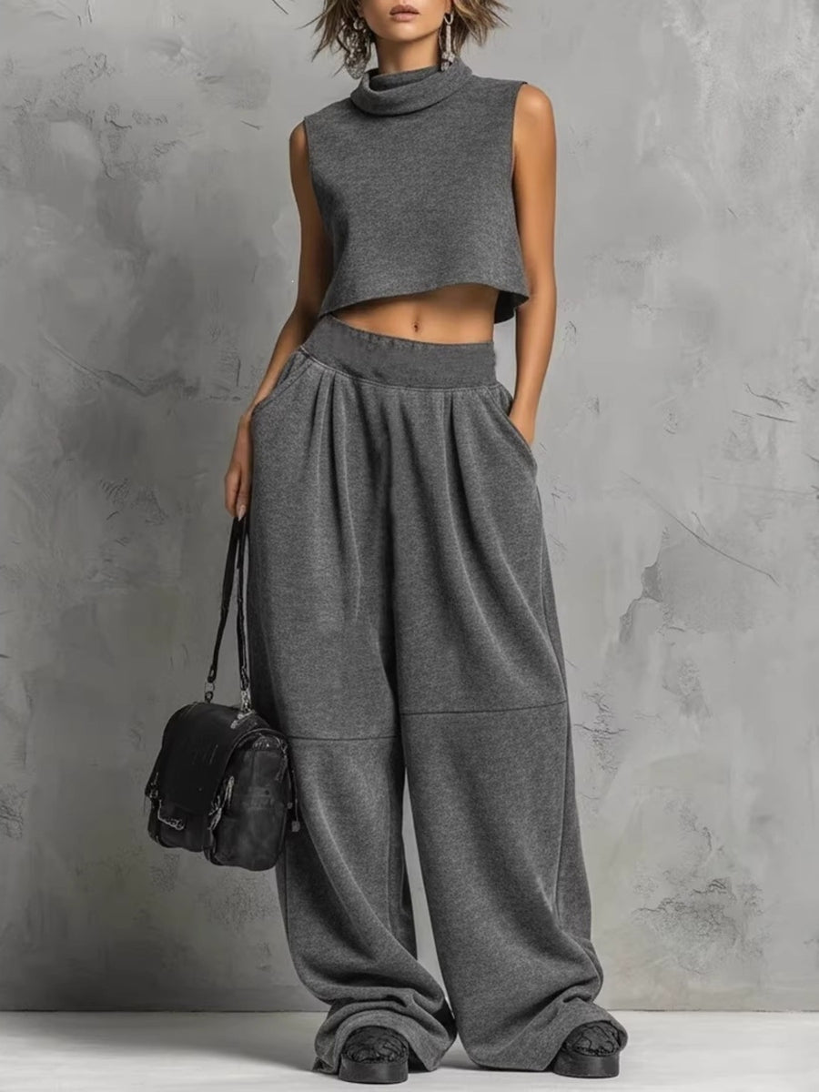 sweat set in charcoal featuring pocketed and relaxed fit