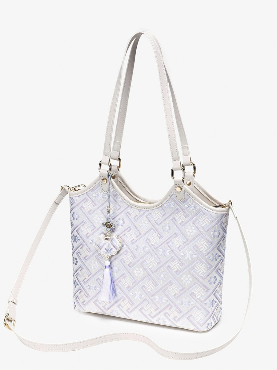 shoulder bag featuring geometric in light blue with polyester Imported Size & texture