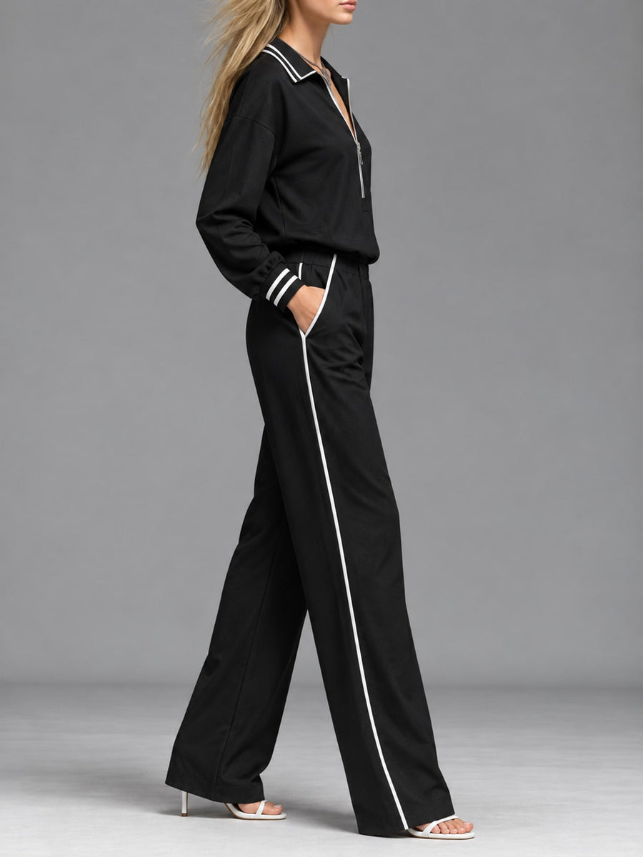 Burgundy sweatshirt and pants set with pocketed and long sleeve