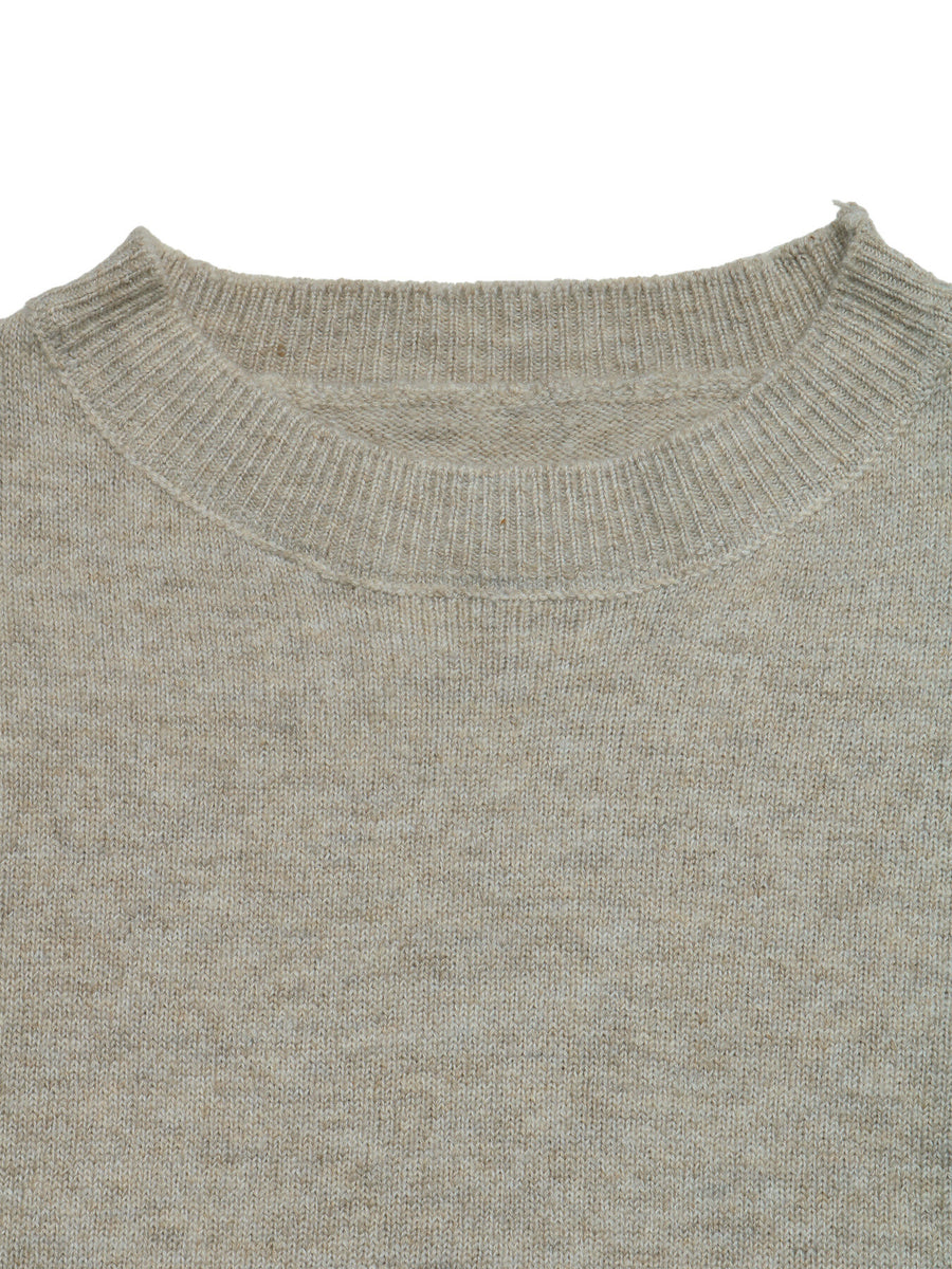 classic crewneck sweater in Beige with crew neck
