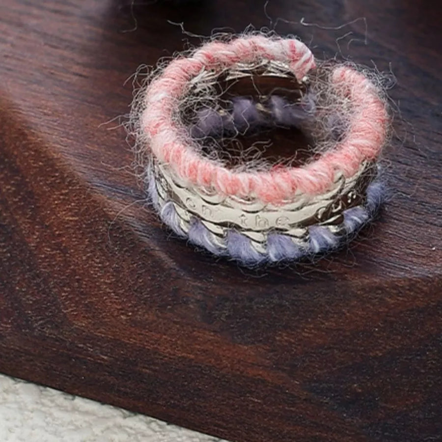 Brass, Wool yarn Care instructions: Avoid wearing during exercise, as sweat will ring in royal blue with open ring silhouette