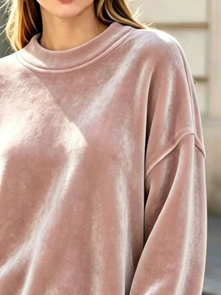 Full Size Oversized Dropped Shoulder Sweatshirt in Burgundy