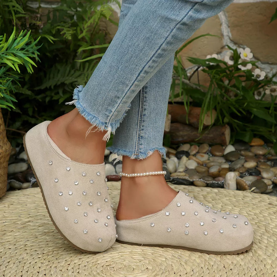 Beige slip-ons with not applicable and slip-on