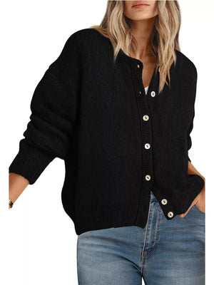 classic cardigan in Navy Blue with v-neck