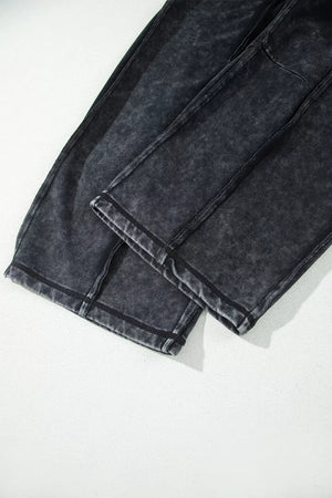 Mineral Wash Barrel Drawstring Pants in charcoal gray with mineral wash