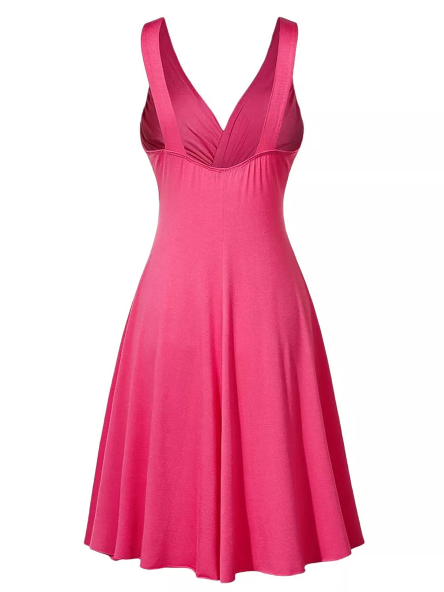 A-line dress in Black with v-neck and sleeveless