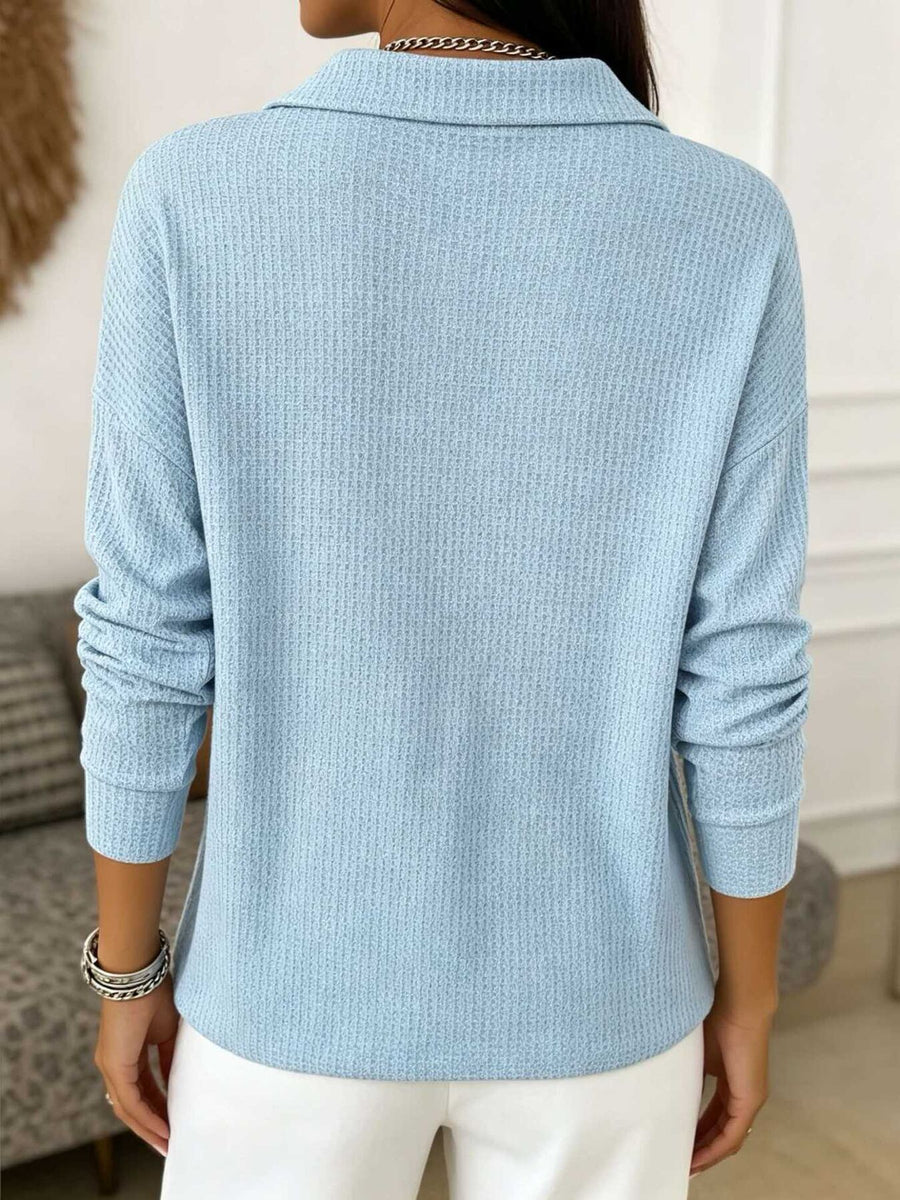 classic blouse in Navy Blue with collared