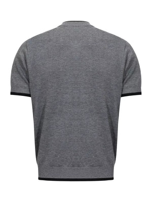 Apricot with Men's Short Sleeve Collar Knit Top in Apricot