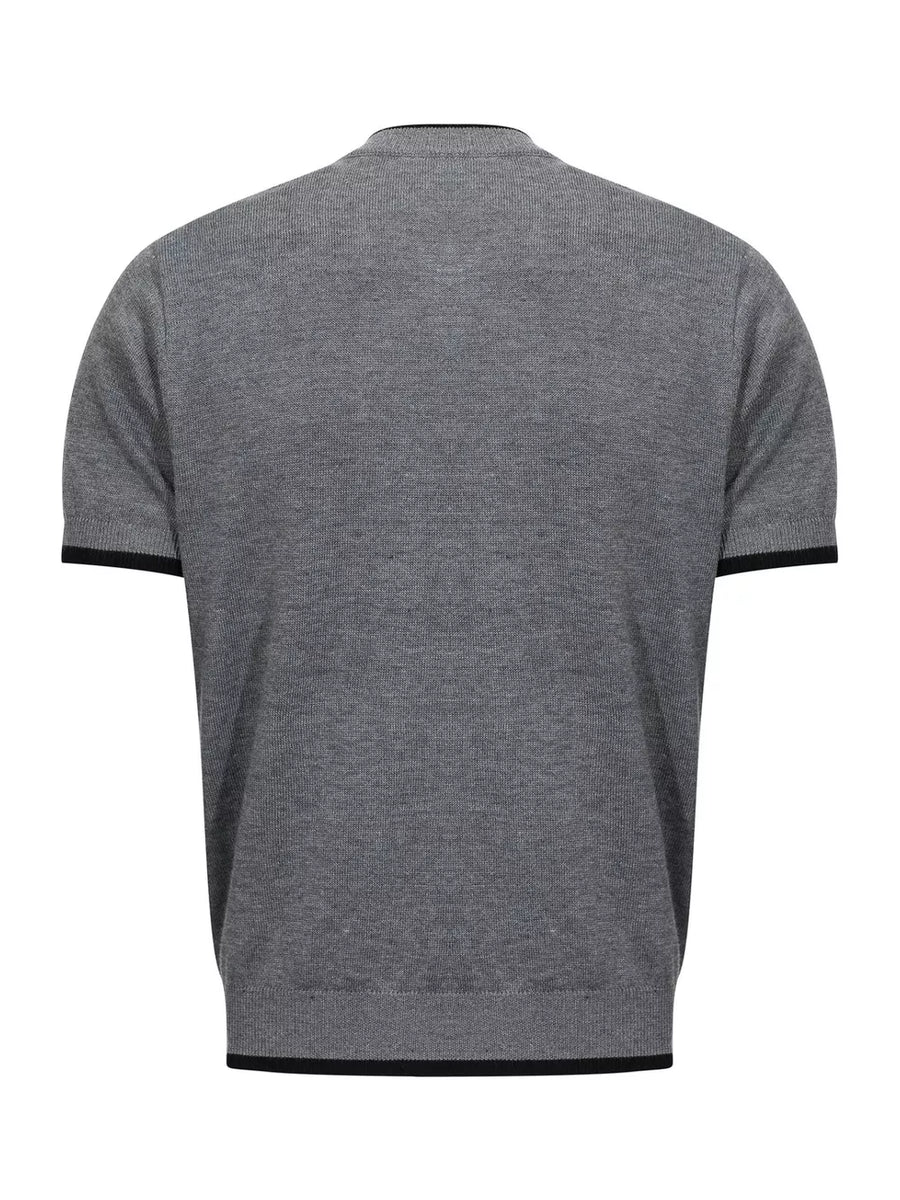 Apricot with Men's Short Sleeve Collar Knit Top in Apricot