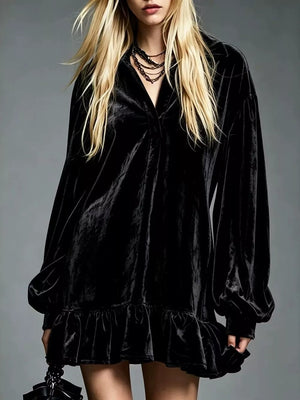 mini dress in Black with ruffled and mini