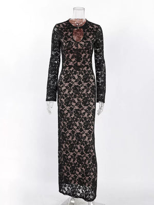 bodycon dress featuring lace in black with 100% polyester Care instructions: Machine wash cold texture