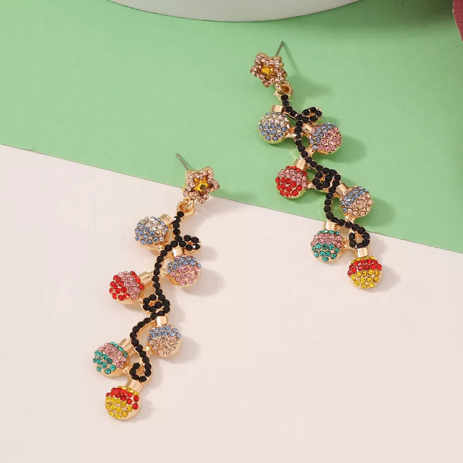 black earrings featuring rhinestone embellishment and novelty