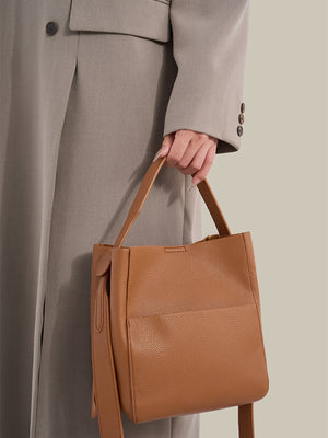 Black crossbody bag with medium and open-front
