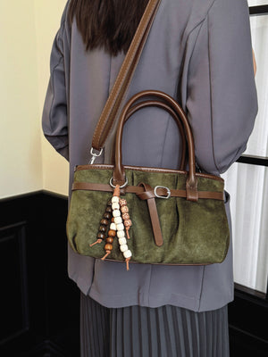 Vintage Ruched Crossbody Bag in olive green with ruched