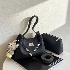 Black Lock Detail Crossbody Bag