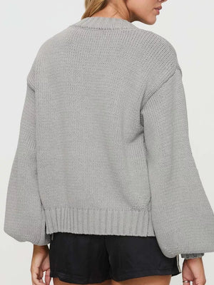 light beige relaxed cardigan with round neck