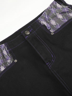 wide-leg jeans in black with pocketed and full-length