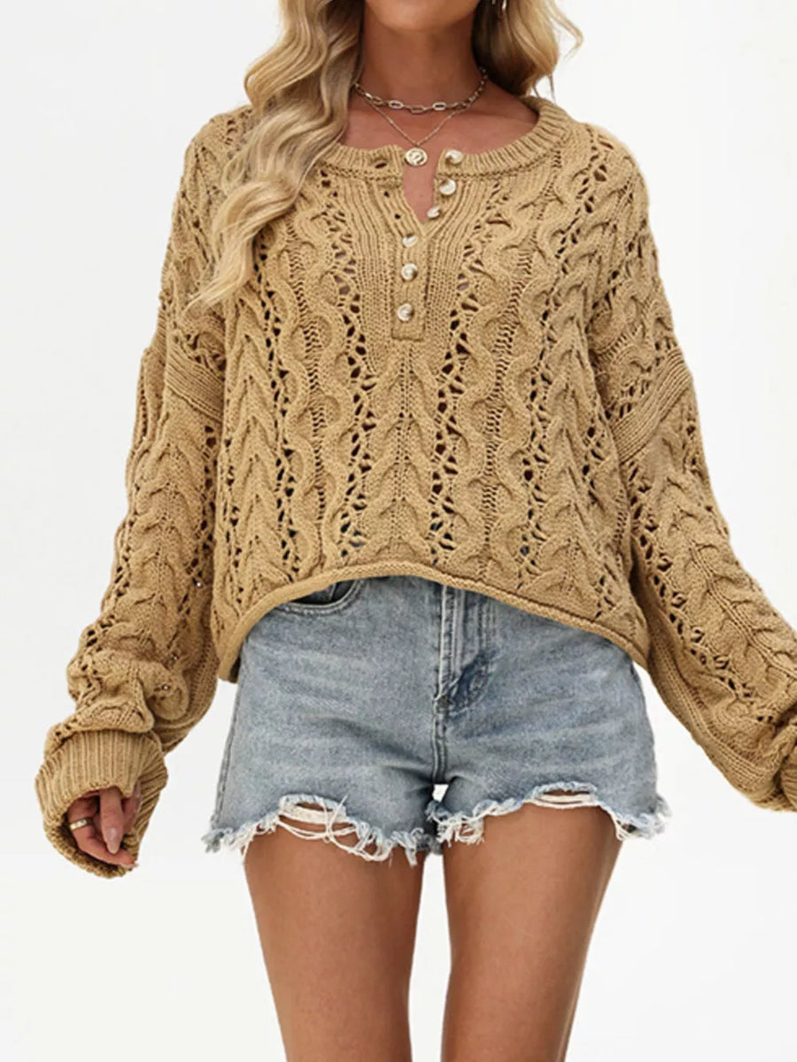 Red pullover sweater with ribbed and long sleeve