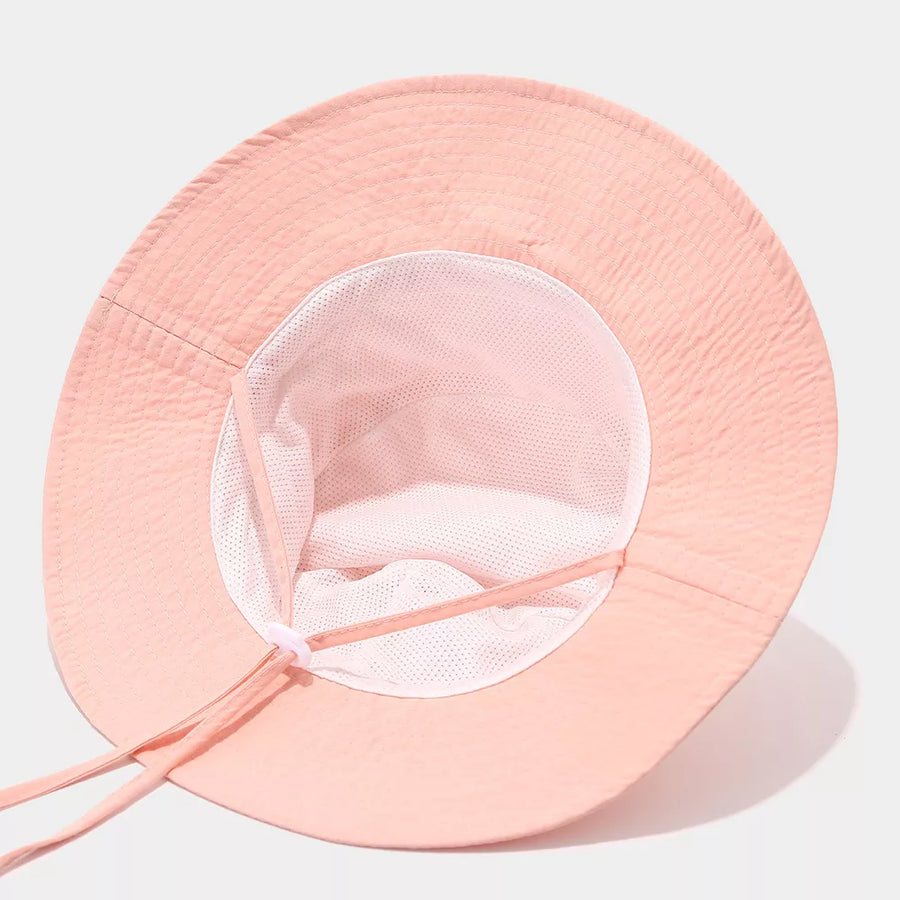 Wide-brim Sun Protection Bucket Hat in hot pink with wide brim