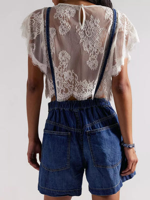 95%cotton, 5%spandex Care instructions: Machine wash cold overalls in Light Blue with relaxed silhouette