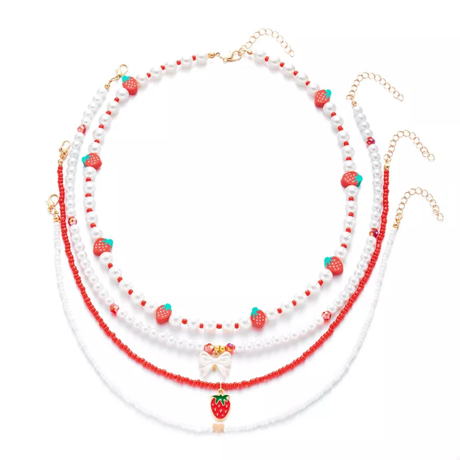 Synthetic Pearl, 18K Gold-Plated, Alloy, Polymer clay, Rice beads Care instructi necklace in gold with n/a silhouette
