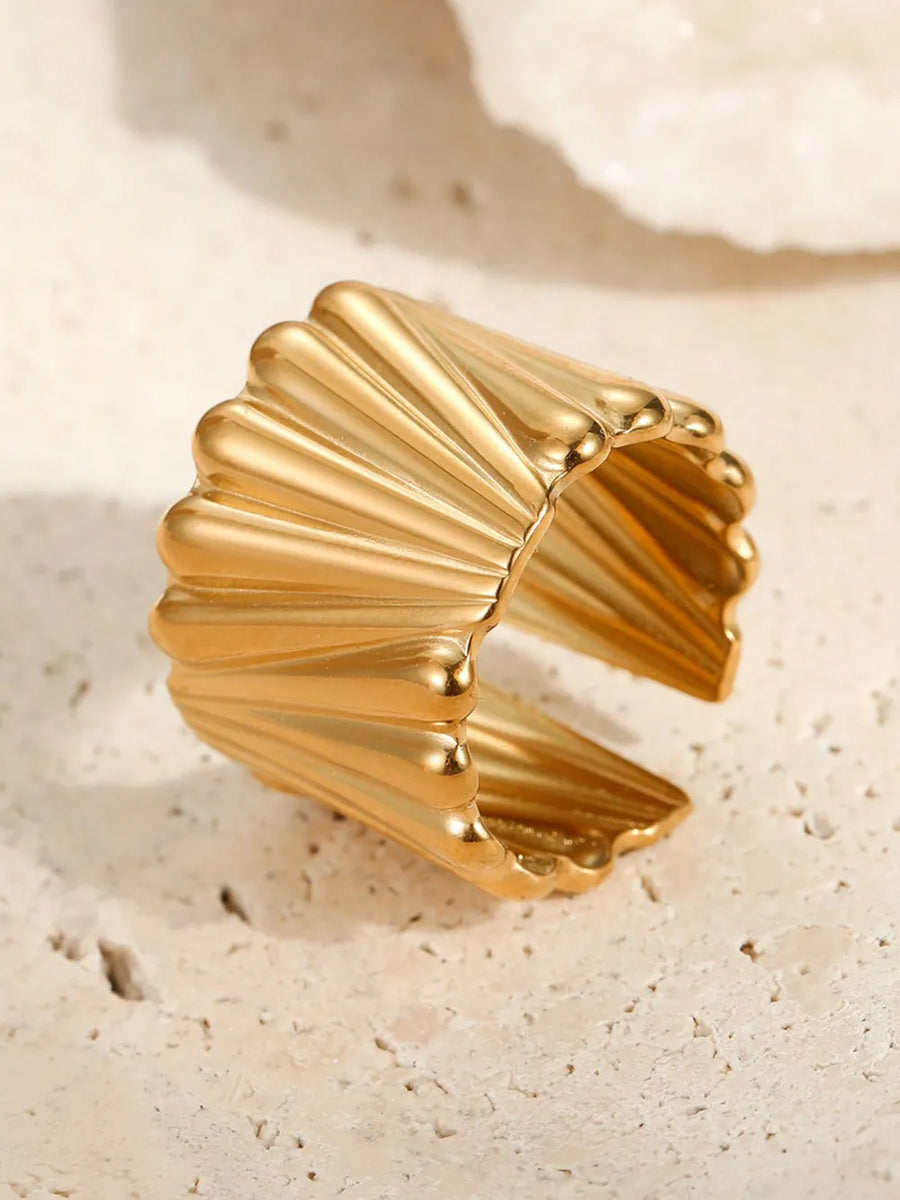 18K Gold-Plated, Stainless Steel Care instructions: Avoid wearing during exercis ring in gold with straight silhouette