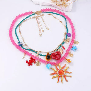 18K Gold-Plated,Alloy,Plastic Care instructions: Avoid wearing during exercise, necklace in gold with layered silhouette
