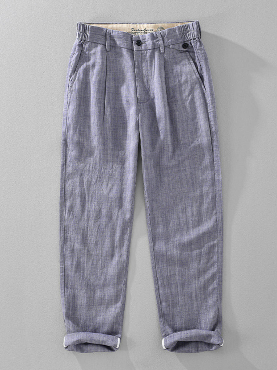 trousers in Dark Blue with pocketed and full-length