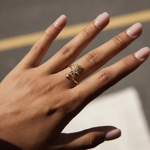 18K Gold-Plated,Stainless Steel,Zircon Care instructions: Avoid wearing during e ring in Gold with bypass silhouette
