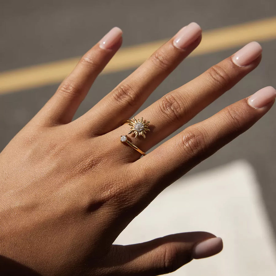18K Gold-Plated,Stainless Steel,Zircon Care instructions: Avoid wearing during e ring in Gold with bypass silhouette