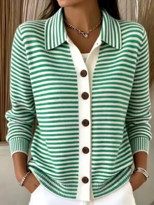 cardigan in Pink with striped and buttoned