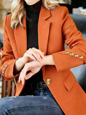 White blazer with hip-length and button-front