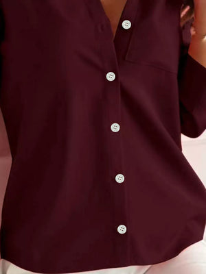 100% polyester Care instructions: Machine wash cold button-down shirt in Black with regular silhouette