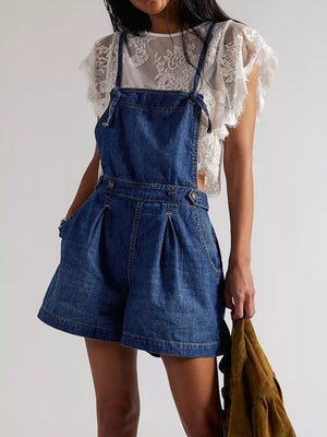 95%cotton, 5%spandex Care instructions: Machine wash cold overalls in Dark Blue with relaxed silhouette