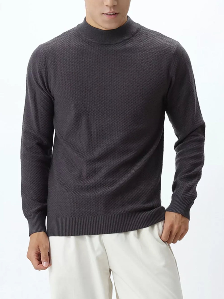 mock neck sweater featuring geometric in Apricot with 48 texture