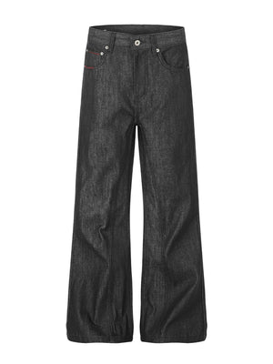 flare jeans in charcoal featuring button closure and flared fit