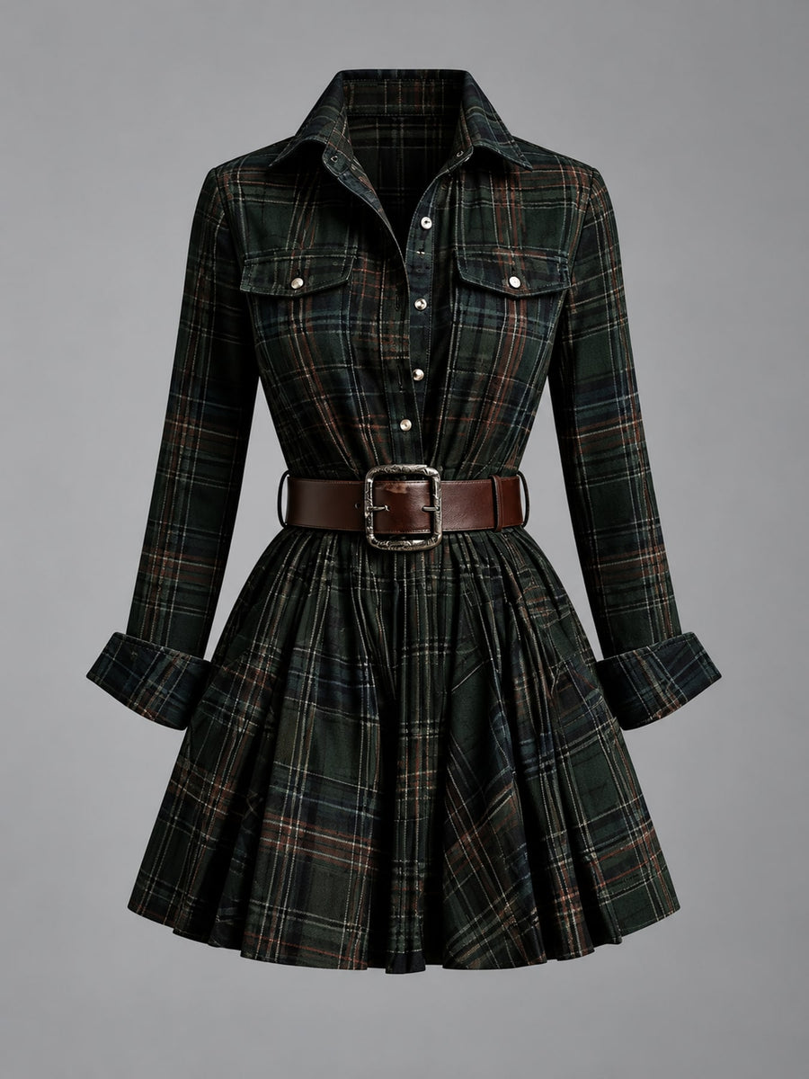 Dark Green (with Belt) shirt dress