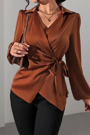 100% polyester Care instructions: Machine wash cold blouse in French Blue with fitted silhouette
