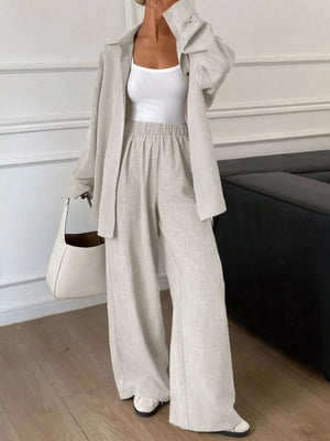 100% polyester Care instructions: Machine wash cold two-piece set in Apricot with relaxed silhouette
