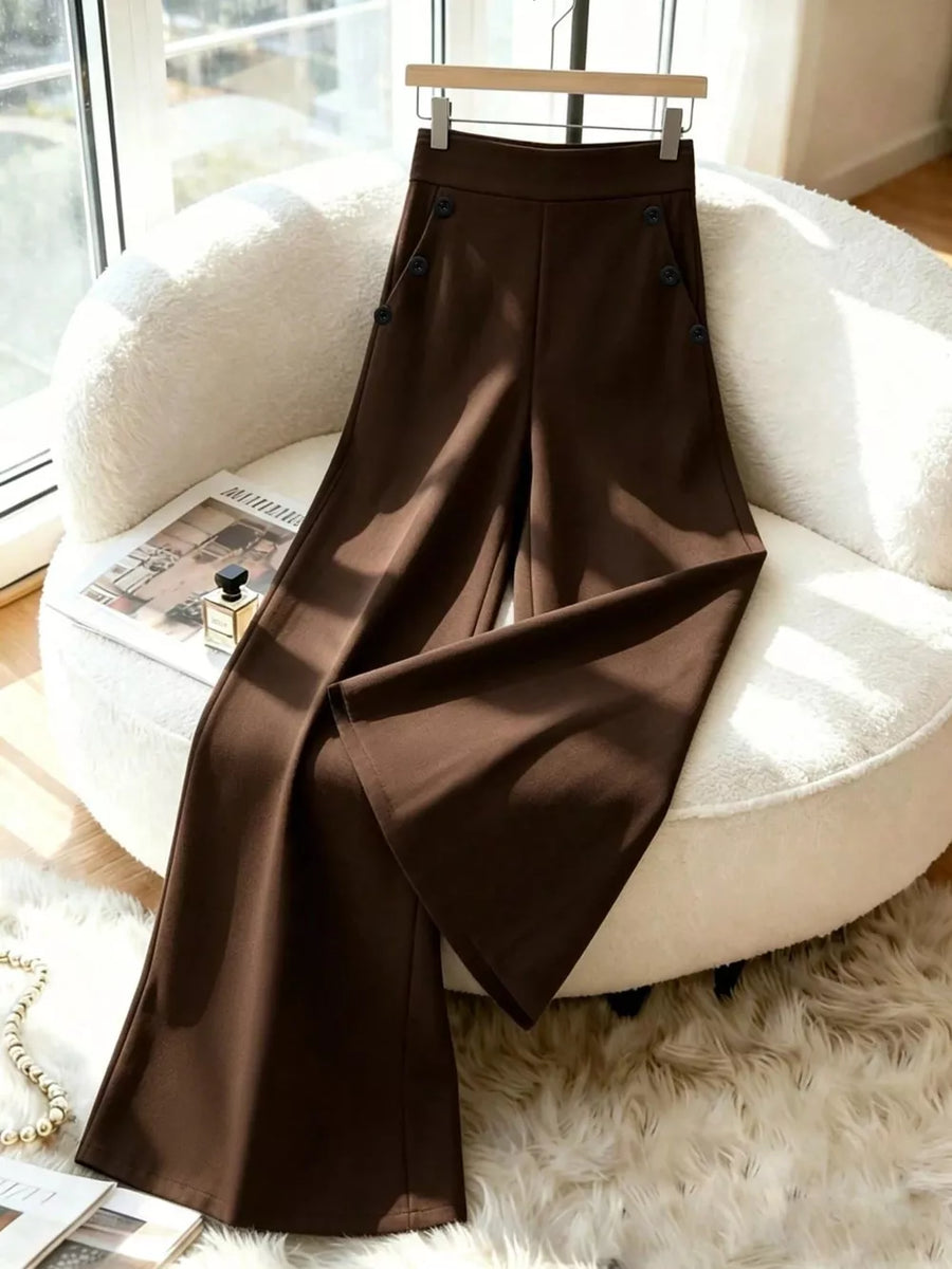 wide-leg pants in fuchsia with pocketed and full-length