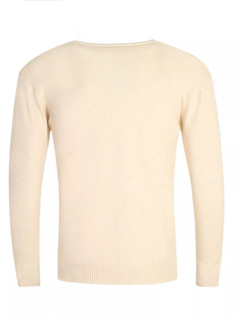 White Men's Plus Size Solid Color Long Sleeve Knit Top