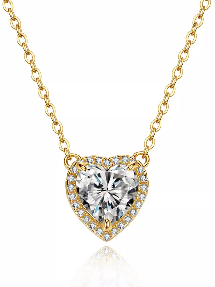 18K Gold-Plated,925 sterling silver,Moissanite Carat weight: 2ct Care instructio necklace in Gold with delicate silhouette
