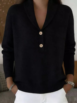 Button Detail Long Sleeve Sweater in Pink
