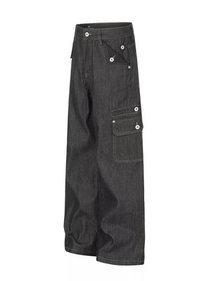 80% Cotton 20% Polyester Care instructions: Machine wash cold jeans in Black with wide-leg silhouette