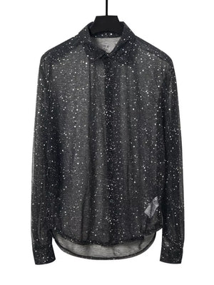 glam button-up shirt in Black with collared