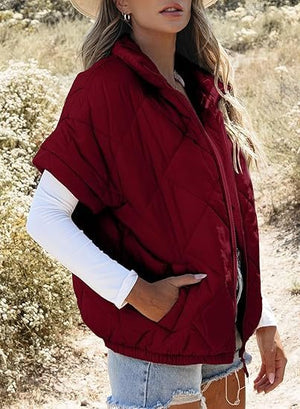 modern quilted jacket in Pink with collared