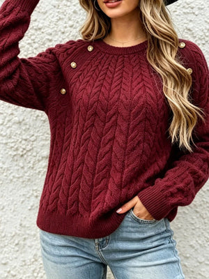 classic pullover sweater in Deep Red with crew neck